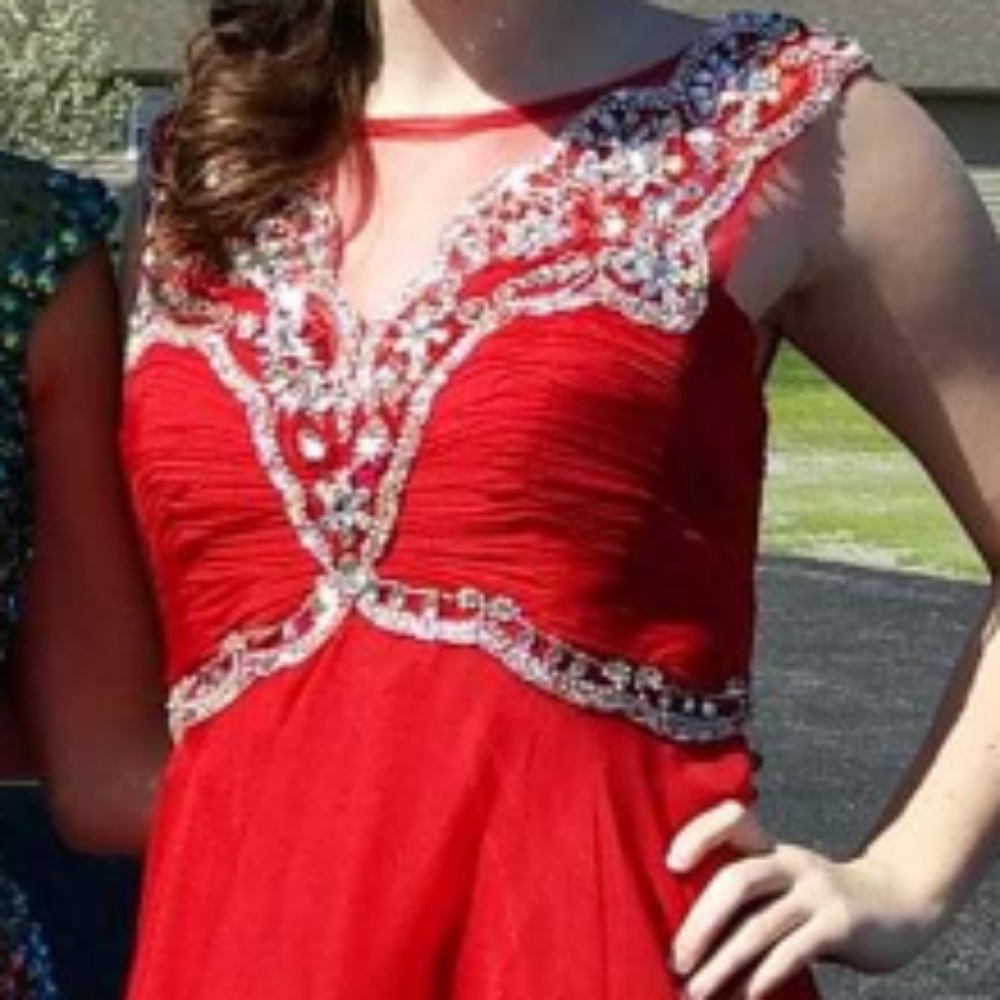 Red long formal gown